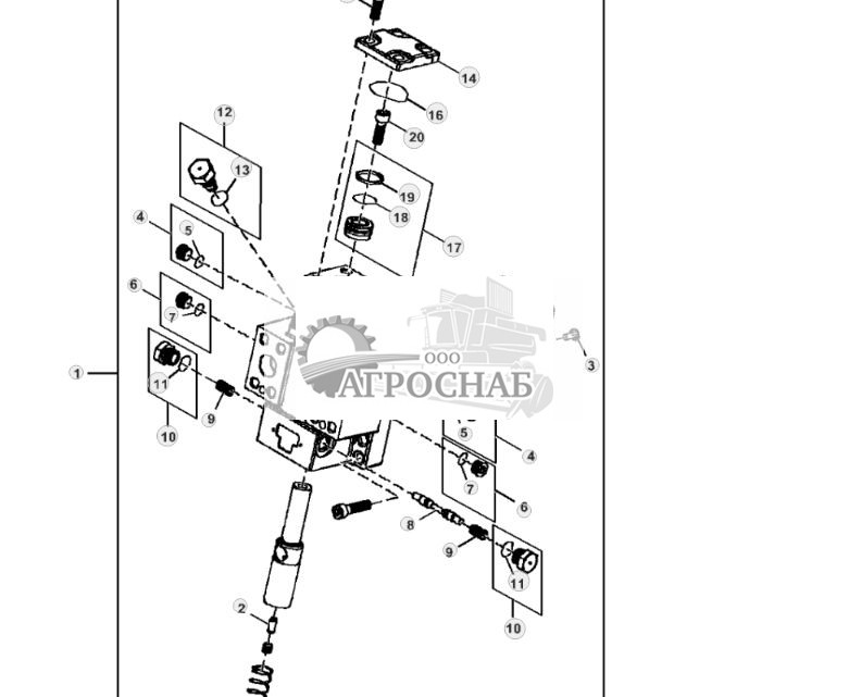 Компоненты двигателя гидростатического гусеничного привода, торцевая крышка и пружина обратной связи ( - 334753) - ST880028 21.jpg